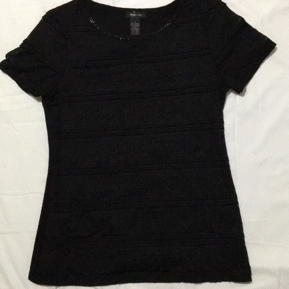 Style & Co Elegant Lace on Front T-Shirt Size S